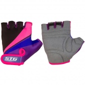Перчатки вело X87909 STG фиолетовый/чёрный/розовый
